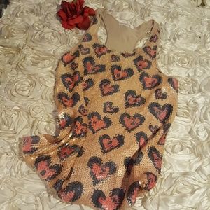 A'gaci Womens Sequins Heart Blouse Tank Top